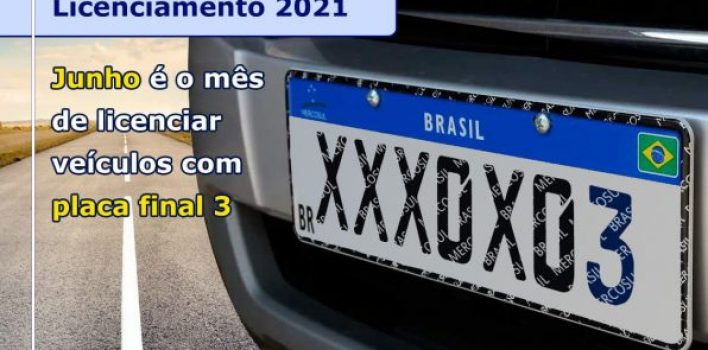 DETRAN.SP: JUNHO É O MÊS DE LICENCIAR VEÍCULOS COM PLACA FINAL 3