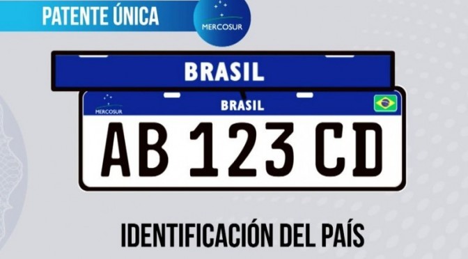 Placa padrão Mercosul será obrigatória a partir de 2020