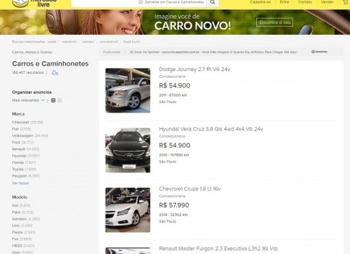 Mercado Livre testa venda de veículos online com sistema de pagamento de sinal